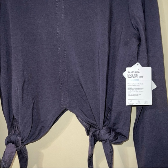 Athleta Samsara Side Tie Sweatshirt Size M NWT Gray purple - Picture 2 of 4